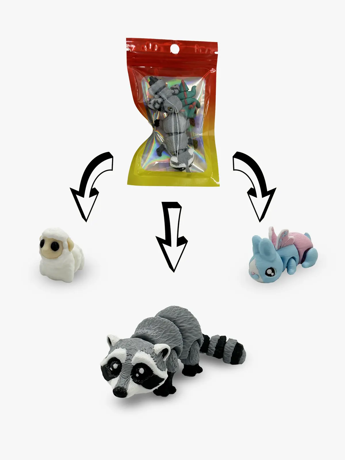 3d printed mini racoon gray bundle 1